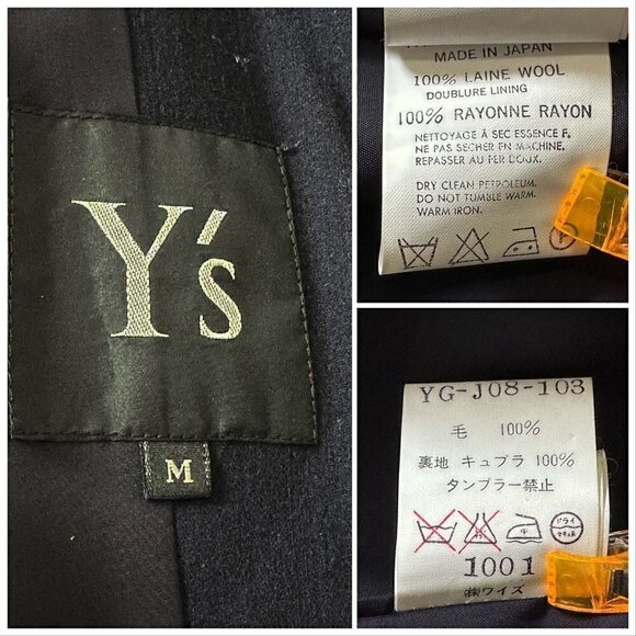 Vintage 1996 A/W Collection Y's Yohji Yamamoto Navy Wool Jacket, Women's, Size M - Picture 12 of 14